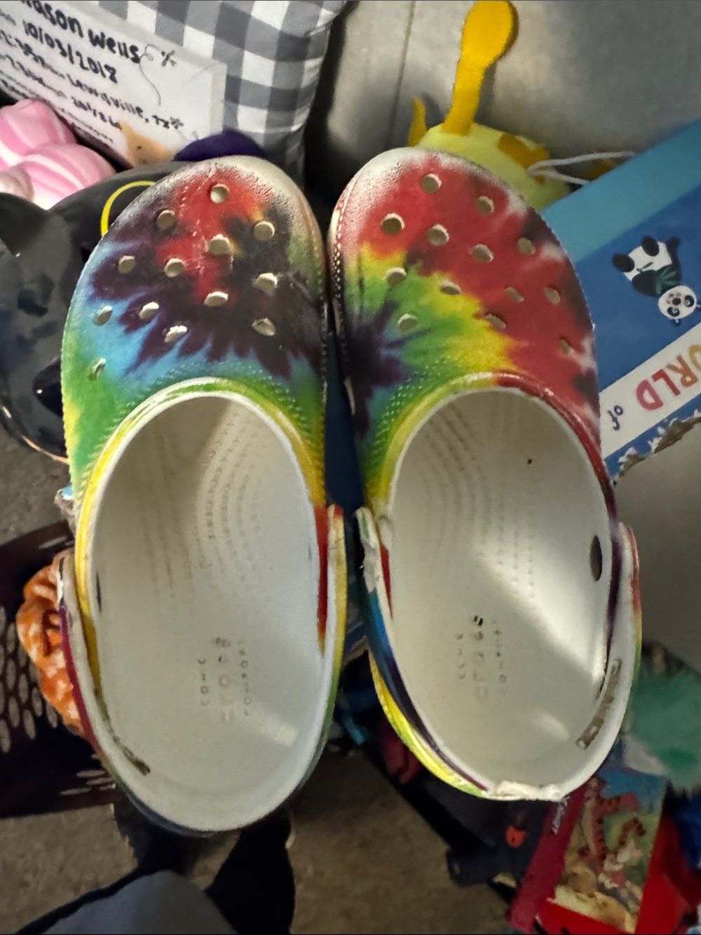 CROCS Kids Rainbow Water Clogs with White Soles